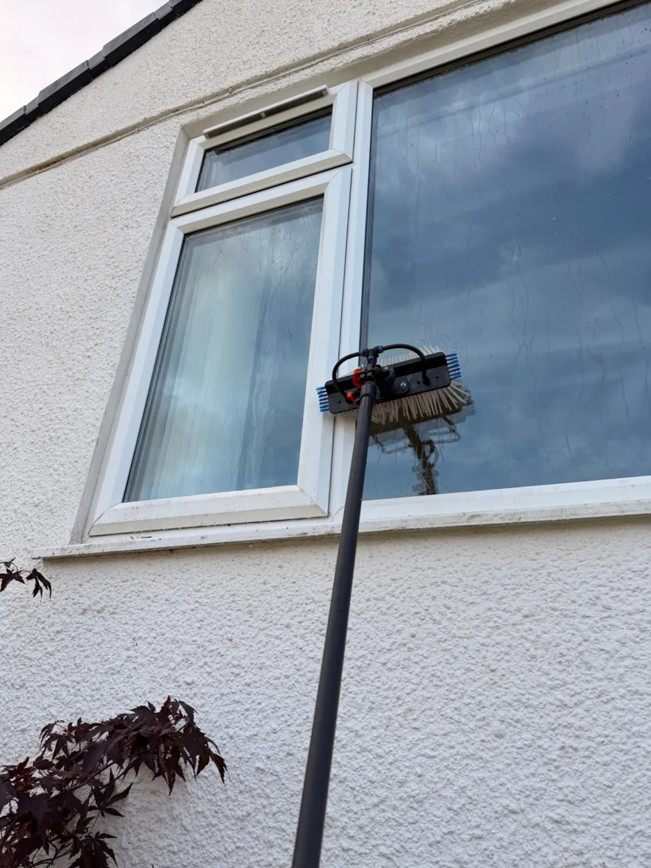 Window cleaning in progress